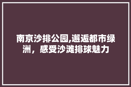 南京沙排公园,邂逅都市绿洲，感受沙滩排球魅力