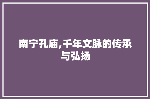 南宁孔庙,千年文脉的传承与弘扬