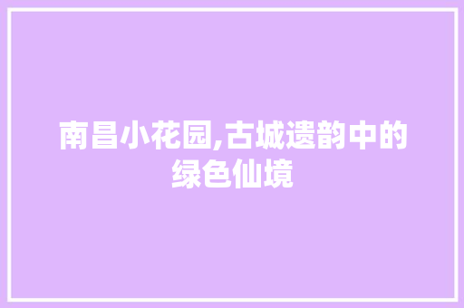 南昌小花园,古城遗韵中的绿色仙境