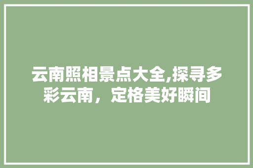 云南照相景点大全,探寻多彩云南，定格美好瞬间