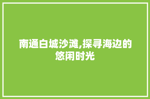 南通白城沙滩,探寻海边的悠闲时光