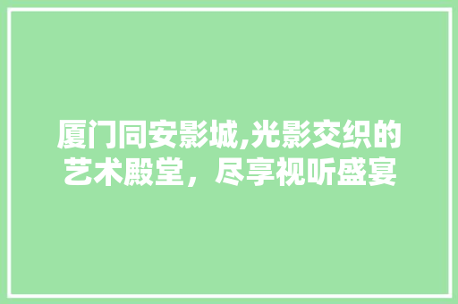 厦门同安影城,光影交织的艺术殿堂，尽享视听盛宴