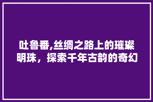 吐鲁番,丝绸之路上的璀璨明珠，探索千年古韵的奇幻之旅