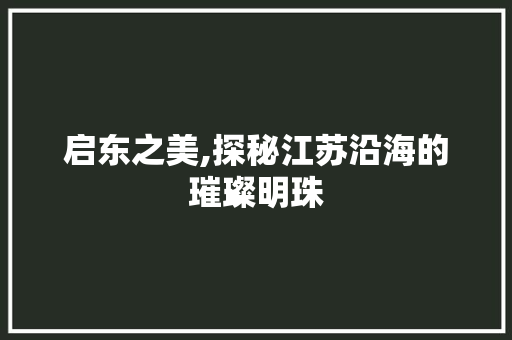 启东之美,探秘江苏沿海的璀璨明珠