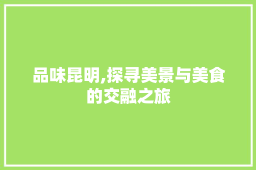 品味昆明,探寻美景与美食的交融之旅