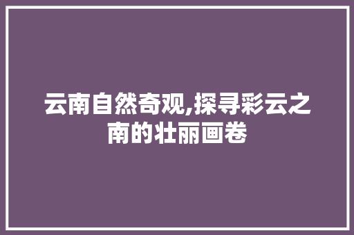 云南自然奇观,探寻彩云之南的壮丽画卷