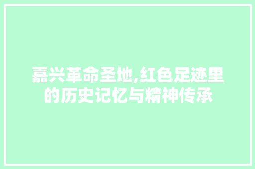 嘉兴革命圣地,红色足迹里的历史记忆与精神传承