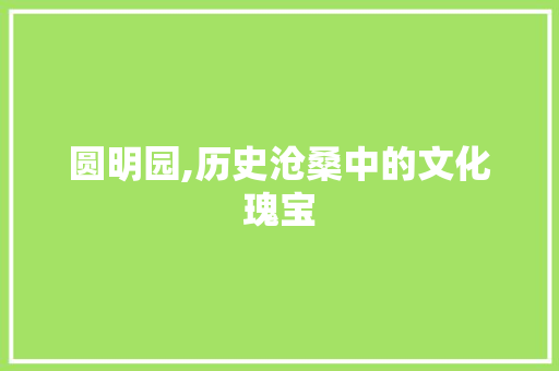 圆明园,历史沧桑中的文化瑰宝