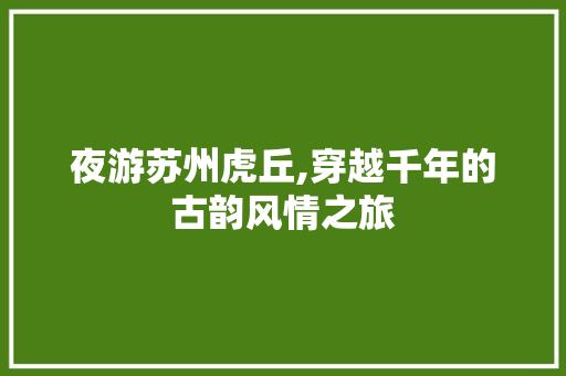 夜游苏州虎丘,穿越千年的古韵风情之旅