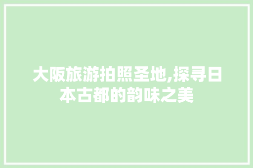 大阪旅游拍照圣地,探寻日本古都的韵味之美