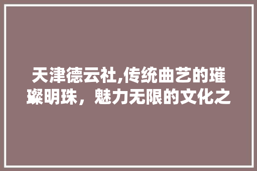 天津德云社,传统曲艺的璀璨明珠，魅力无限的文化之旅