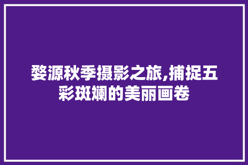 婺源秋季摄影之旅,捕捉五彩斑斓的美丽画卷