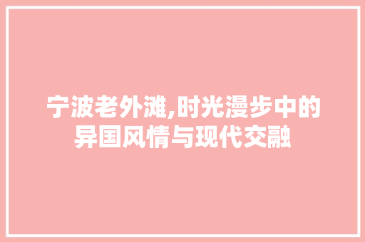 宁波老外滩,时光漫步中的异国风情与现代交融