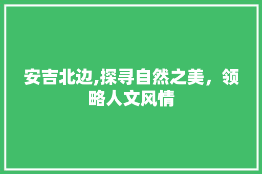 安吉北边,探寻自然之美，领略人文风情