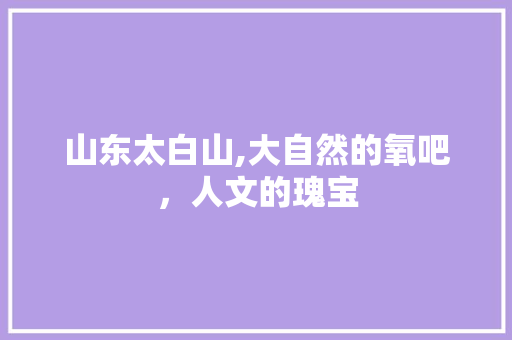 山东太白山,大自然的氧吧，人文的瑰宝