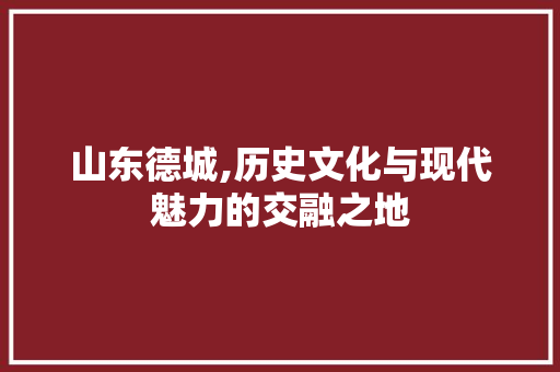 山东德城,历史文化与现代魅力的交融之地