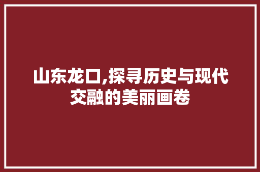 山东龙口,探寻历史与现代交融的美丽画卷