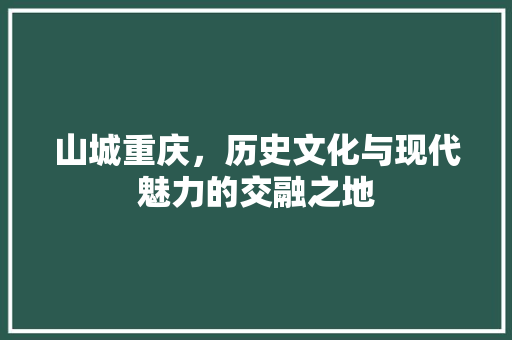 山城重庆，历史文化与现代魅力的交融之地