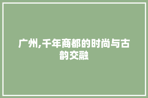 广州,千年商都的时尚与古韵交融