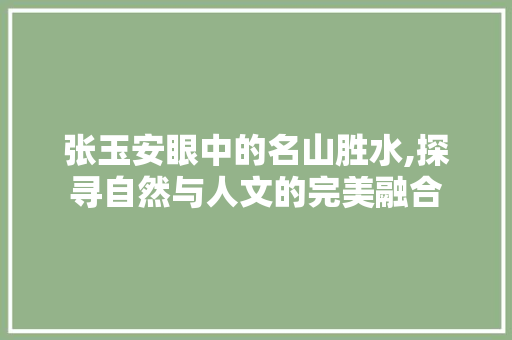 张玉安眼中的名山胜水,探寻自然与人文的完美融合