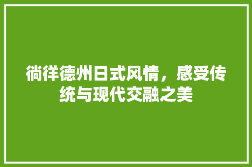 徜徉德州日式风情，感受传统与现代交融之美