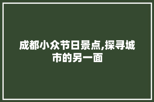 成都小众节日景点,探寻城市的另一面