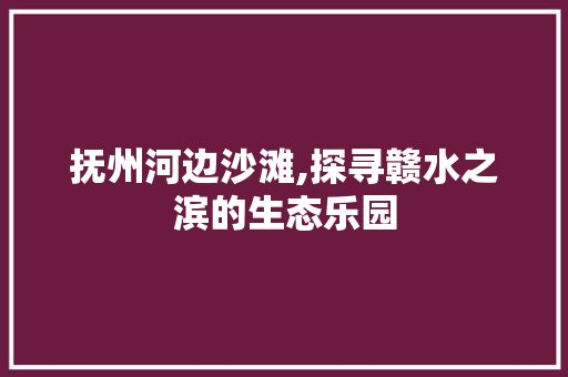 抚州河边沙滩,探寻赣水之滨的生态乐园