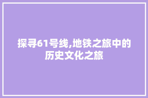 探寻61号线,地铁之旅中的历史文化之旅