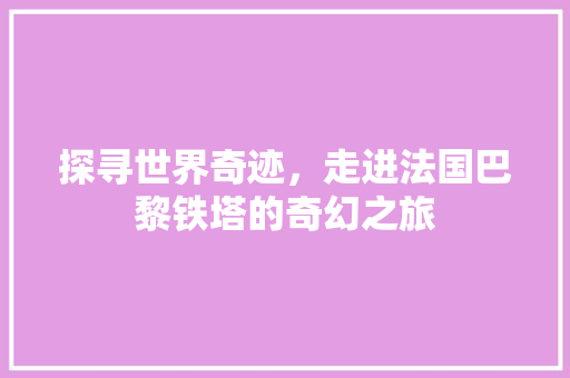 探寻世界奇迹，走进法国巴黎铁塔的奇幻之旅