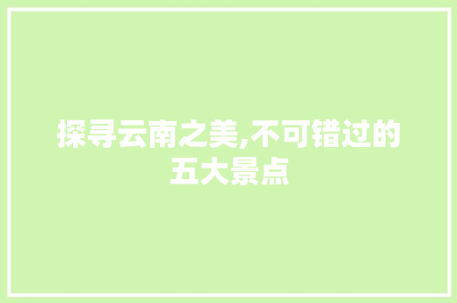 探寻云南之美,不可错过的五大景点