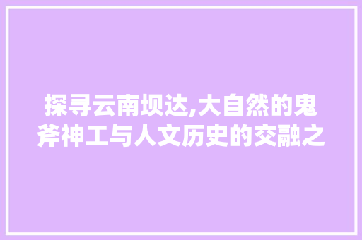 探寻云南坝达,大自然的鬼斧神工与人文历史的交融之地