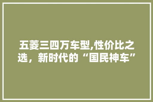 五菱三四万车型,性价比之选，新时代的“国民神车”  第1张