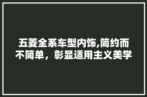 五菱全系车型内饰,简约而不简单，彰显适用主义美学