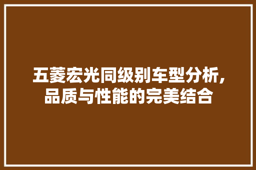 五菱宏光同级别车型分析,品质与性能的完美结合