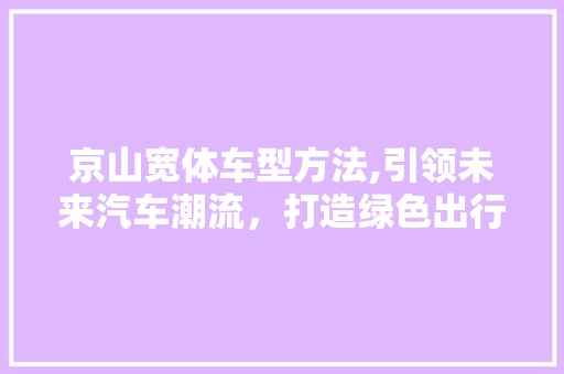 京山宽体车型方法,引领未来汽车潮流，打造绿色出行新标杆