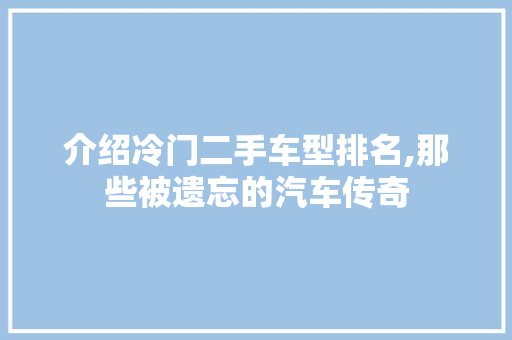 介绍冷门二手车型排名,那些被遗忘的汽车传奇