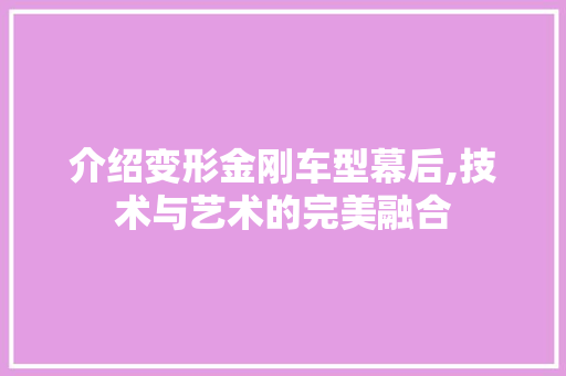 介绍变形金刚车型幕后,技术与艺术的完美融合