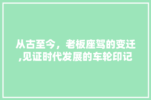 从古至今，老板座驾的变迁,见证时代发展的车轮印记