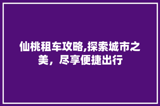 仙桃租车攻略,探索城市之美，尽享便捷出行