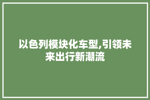 以色列模块化车型,引领未来出行新潮流