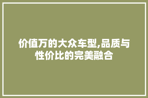 价值万的大众车型,品质与性价比的完美融合