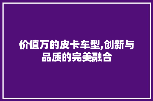 价值万的皮卡车型,创新与品质的完美融合