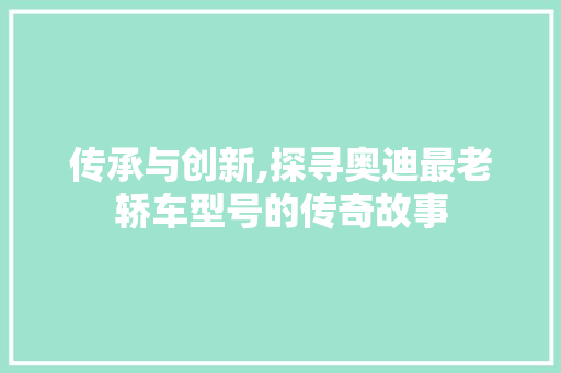 传承与创新,探寻奥迪最老轿车型号的传奇故事