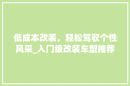 低成本改装，轻松驾驭个性风采_入门级改装车型推荐