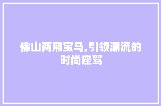 佛山两厢宝马,引领潮流的时尚座驾