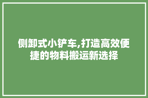 侧卸式小铲车,打造高效便捷的物料搬运新选择