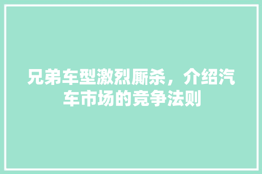 兄弟车型激烈厮杀，介绍汽车市场的竞争法则