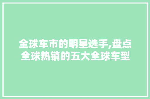 全球车市的明星选手,盘点全球热销的五大全球车型