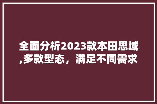 全面分析2023款本田思域,多款型态，满足不同需求