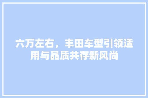 六万左右，丰田车型引领适用与品质共存新风尚